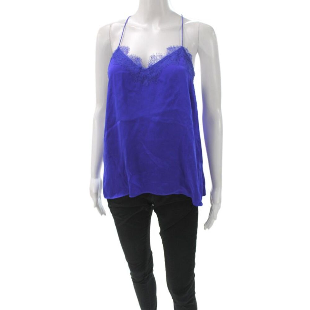 Cami Womens Silk V-Neck Camisole Blue Sleeveless Summer Size M